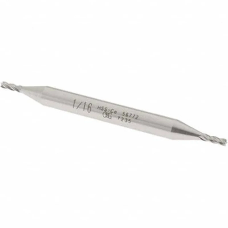 OSG 1/16, 3/16 LOC, 3/16 Shank Diam, 2-1/4 OAL, 4 Flute, Cobalt Square End Mill Double End, Uncoated, Spiral Flute, 3...